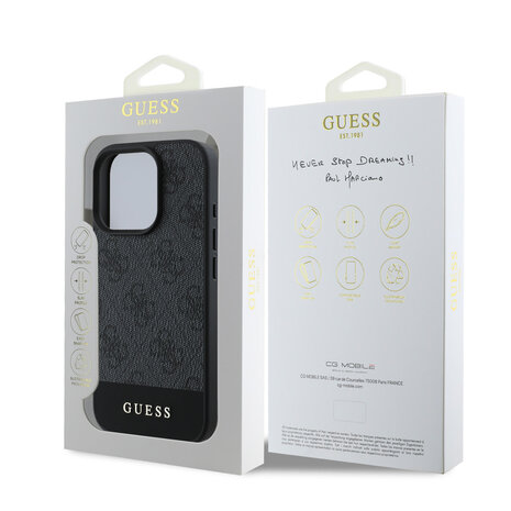 Guess Guess iPhone 16 Pro Max Back-Cover hul - 4G PU Leather - Bottom Stripe - Grau