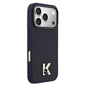 Karl Lagerfeld Karl Lagerfeld iPhone 17 Pro/iPhone 18 Pro Coque arrière MagSafe Cuir Saffiano Logo K & Karl métallique - Bleu marine