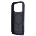 Karl Lagerfeld Karl Lagerfeld iPhone 17 Pro/iPhone 18 Pro Coque arrière MagSafe Cuir Saffiano Logo K & Karl métallique - Bleu marine