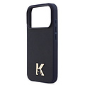 Karl Lagerfeld Karl Lagerfeld iPhone 17 Pro/iPhone 18 Pro Coque arrière MagSafe Cuir Saffiano Logo K & Karl métallique - Bleu marine