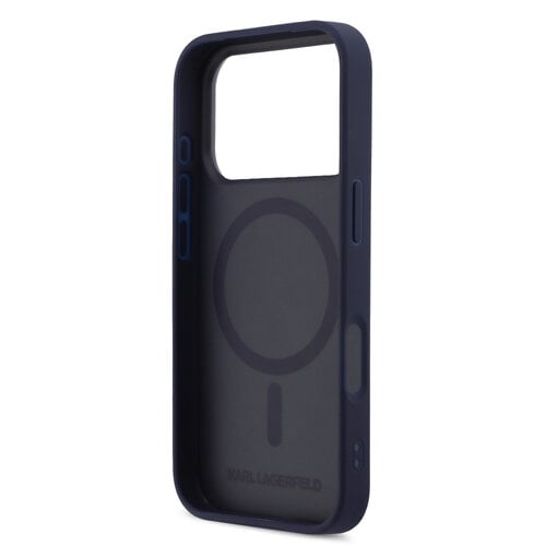Karl Lagerfeld Karl Lagerfeld iPhone 17 Pro Max/iPhone 18 Pro Max Coque arrière MagSafe Cuir Saffiano Logo K & Karl métallique - Bleu marine