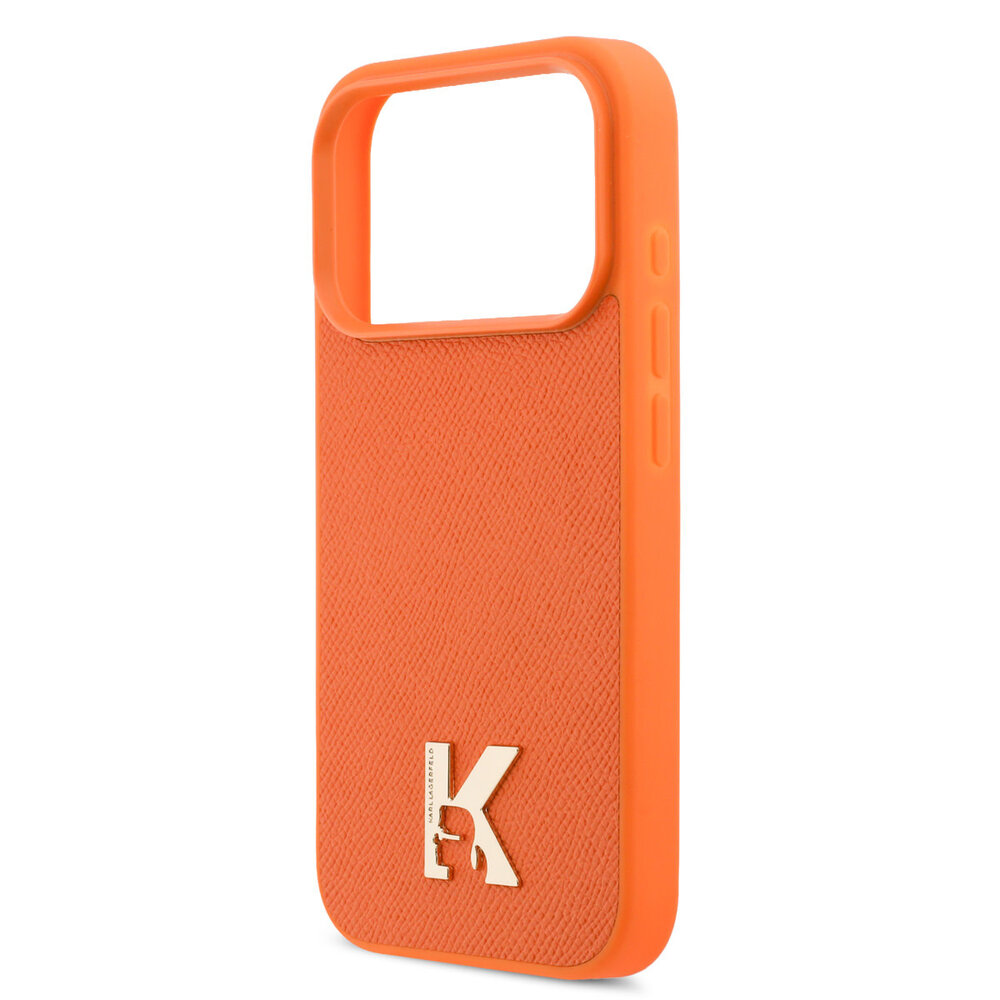 Karl Lagerfeld Karl Lagerfeld 17 Pro Back-Cover hul - MagSafe - Saffiano Leather - Metal K & Karl Logo - Orange Karl Lagerfeld Karl Lagerfeld 17 Pro Back-Cover hul - MagSafe - Saffiano Leather - Metal K & Karl Logo - Orange