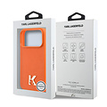Karl Lagerfeld Karl Lagerfeld iPhone 17 Pro/iPhone 18 Pro Coque arrière MagSafe Cuir Saffiano Logo K & Karl métallique - Orange