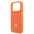 Karl Lagerfeld Karl Lagerfeld iPhone 17 Pro Max/iPhone 18 Pro Max Coque arrière MagSafe Cuir Saffiano Logo représentant les têtes de Karl & Choupette - Orange