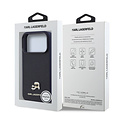 Karl Lagerfeld Karl Lagerfeld iPhone 17 Pro/iPhone 18 Pro Coque arrière MagSafe Cuir Saffiano Logo représentant les têtes de Karl & Choupette - Bleu marine