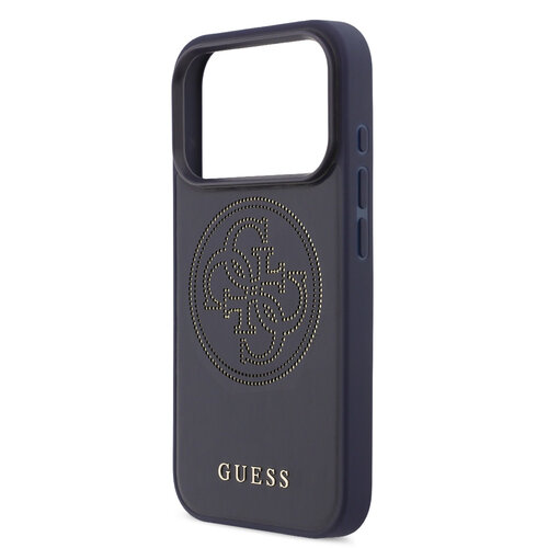 Guess Guess iPhone 17 Pro/iPhone 18 Pro Coque arrière MagSafe Logo 4G perforé - Bleu marine