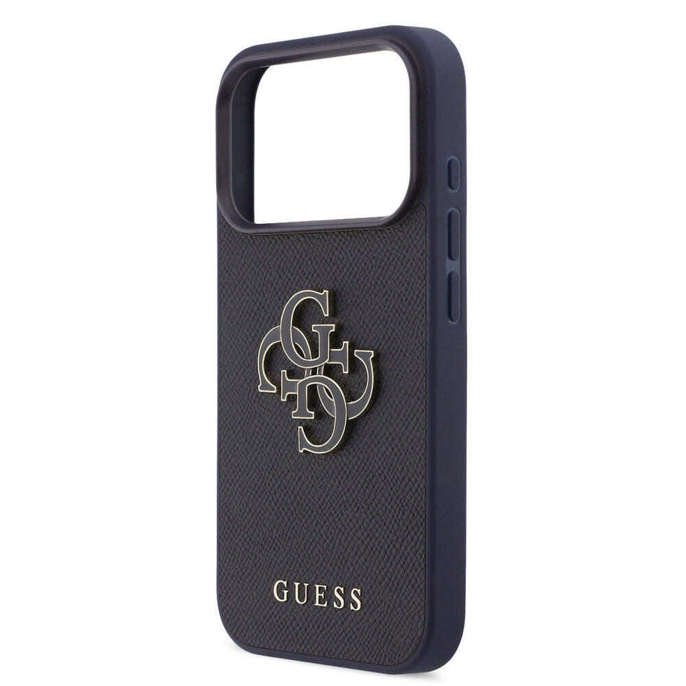 Guess Guess 17 Pro Max Backcover hoesje - MagSafe - Saffiano Leather - 4G Resin Logo - Navy