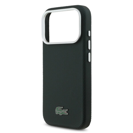 Lacoste Lacoste 17 Pro Backcover hoesje - MagSafe - Metal Edges - Iconic Petit Pique Logo - Sinople Green Lacoste Lacoste 17 Pro Backcover hoesje - MagSafe - Metal Edges - Iconic Petit Pique Logo - Sinople Green