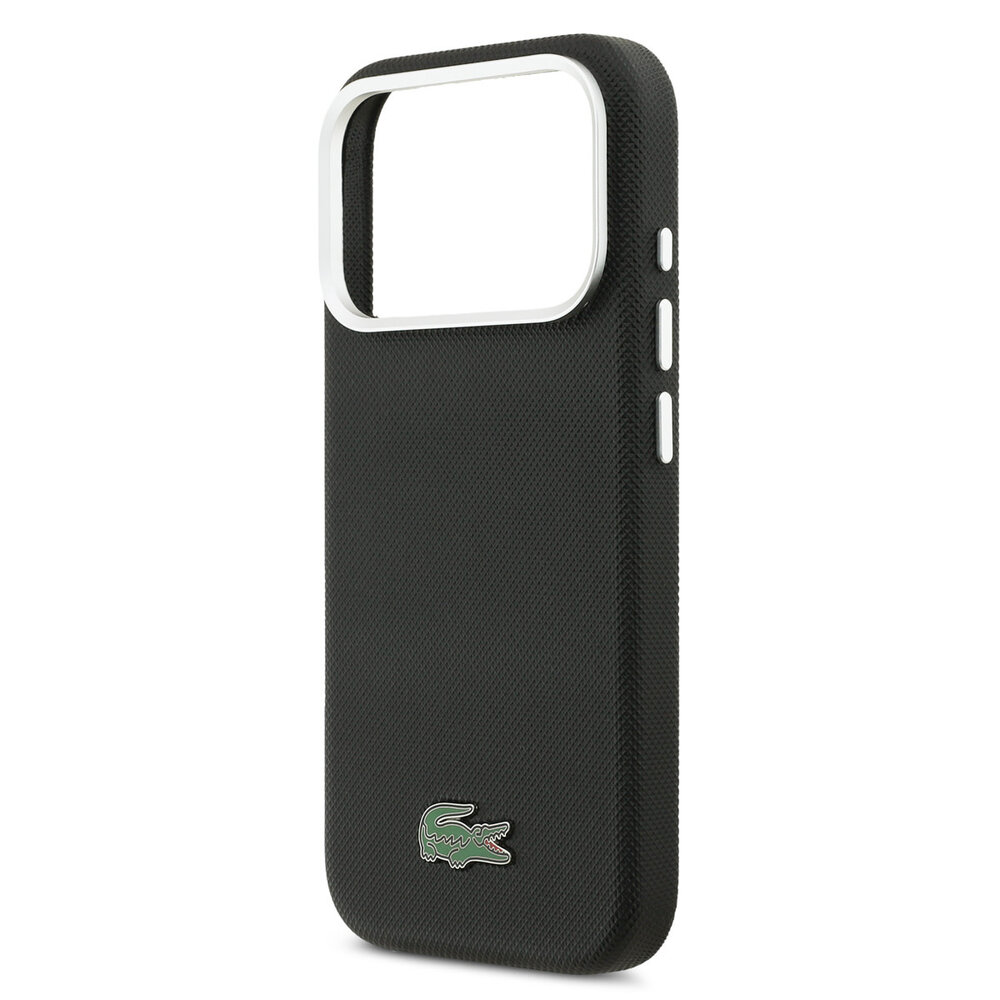 Lacoste Lacoste iPhone 17 Pro Back cover coque - MagSafe - Metal Edges - Iconic Petit Pique Logo - Noir