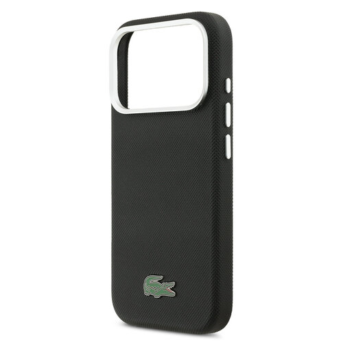 Lacoste Lacoste iPhone 17 Pro/iPhone 18 Pro Back Cover MagSafe Metal Edges Iconic Petit Piqué Logo - Black