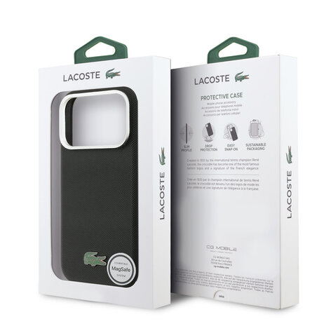 Lacoste Lacoste 17 Pro Back cover coque - MagSafe - Metal Edges - Iconic Petit Pique Logo - Noir Lacoste Lacoste 17 Pro Back cover coque - MagSafe - Metal Edges - Iconic Petit Pique Logo - Noir