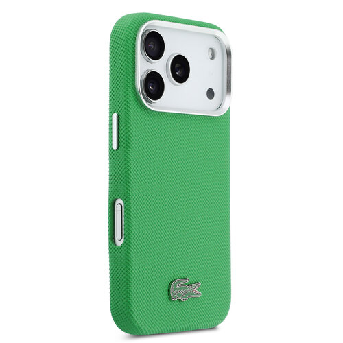Lacoste Lacoste iPhone 17 Pro/iPhone 18 Pro Back Cover MagSafe Metal Edges Iconic Petit Piqué Logo - Tarragon Green