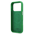 Lacoste Lacoste iPhone 17 Pro/iPhone 18 Pro Coque arrière MagSafe Bords métalliques Logo Petit Piqué iconique - Vert estragon
