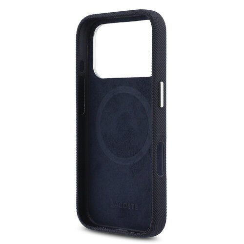 Lacoste Lacoste iPhone 17 Pro/iPhone 18 Pro Handyhülle MagSafe Metallränder Ikonisches Petit-Piqué-Logo - Marineblau
