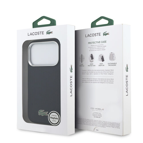 Lacoste Lacoste iPhone 17 Pro/iPhone 18 Pro Back Cover MagSafe Metal Edges Iconic Petit Piqué Logo - Navy Blue
