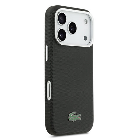 Lacoste Lacoste iPhone 17 Pro Max Back-Cover hul - MagSafe - Metal Edges - Iconic Petit Pique Logo - Schwarz Lacoste Lacoste iPhone 17 Pro Max Back-Cover hul - MagSafe - Metal Edges - Iconic Petit Pique Logo - Schwarz