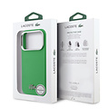 Lacoste Lacoste iPhone 17 Pro Max/iPhone 18 Pro Max Coque arrière MagSafe Bords métalliques Logo Petit Piqué iconique - Vert estragon