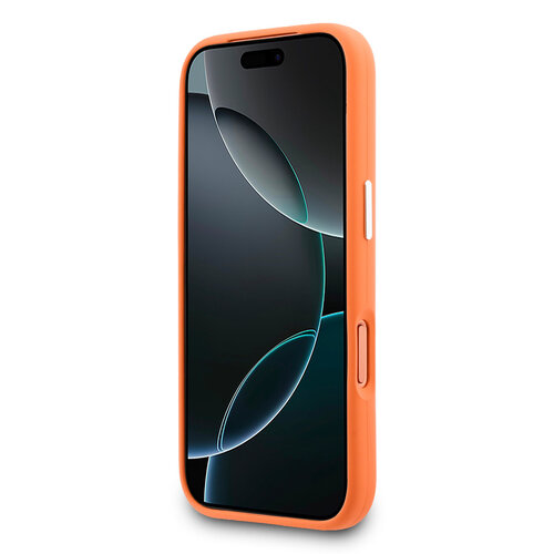 Lacoste Lacoste iPhone 17 Pro/iPhone 18 Pro Coque arrière MagSafe Bords et logo métalliques - Orange