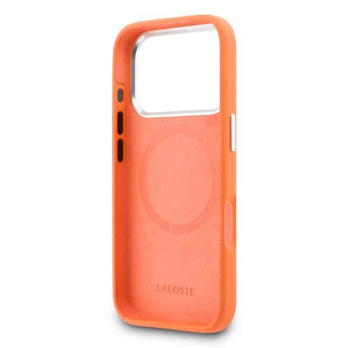 Lacoste Lacoste iPhone 17 Pro/iPhone 18 Pro Handyhülle MagSafe Metallränder und Logo - Orange