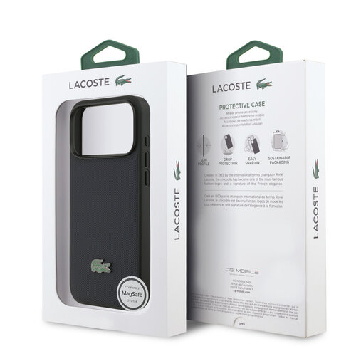 Lacoste Lacoste iPhone 17 Pro Max/iPhone 18 Pro Max Coque arrière MagSafe Logo Petit Piqué iconique - Bleu marine