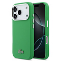 Lacoste Lacoste iPhone 17 Pro/iPhone 18 Pro Coque arrière MagSafe Bords métalliques Logo Petit Piqué iconique - Vert estragon