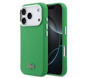 Lacoste Lacoste iPhone 17 Pro Backcover hoesje - MagSafe - Metal Edges - Iconic Petit Pique Logo - Estragon Green Lacoste Lacoste iPhone 17 Pro Backcover hoesje - MagSafe - Metal Edges - Iconic Petit Pique Logo - Estragon Green
