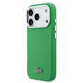 Lacoste Lacoste iPhone 17 Pro/iPhone 18 Pro Coque arrière MagSafe Bords métalliques Logo Petit Piqué iconique - Vert estragon