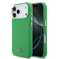 Lacoste Lacoste iPhone 17 Pro Max/iPhone 18 Pro Max Coque arrière MagSafe Bords métalliques Logo Petit Piqué iconique - Vert estragon