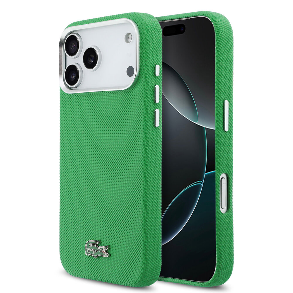 Lacoste Lacoste 17 Pro Max Back cover case - MagSafe - Metal Edges - Iconic Petit Pique Logo - Estragon Green Lacoste Lacoste 17 Pro Max Back cover case - MagSafe - Metal Edges - Iconic Petit Pique Logo - Estragon Green