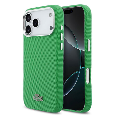 Lacoste Lacoste 17 Pro Max Back cover case - MagSafe - Metal Edges - Iconic Petit Pique Logo - Estragon Green Lacoste Lacoste 17 Pro Max Back cover case - MagSafe - Metal Edges - Iconic Petit Pique Logo - Estragon Green