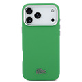 Lacoste Lacoste iPhone 17 Pro Max/iPhone 18 Pro Max Coque arrière MagSafe Bords métalliques Logo Petit Piqué iconique - Vert estragon