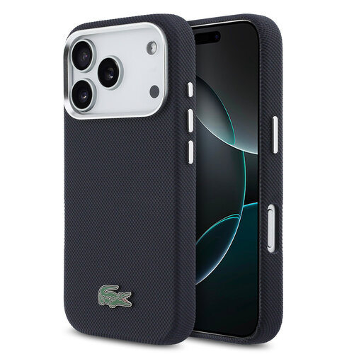 Lacoste Lacoste iPhone 17 Pro/iPhone 18 Pro Back Cover MagSafe Metal Edges Iconic Petit Piqué Logo - Navy Blue