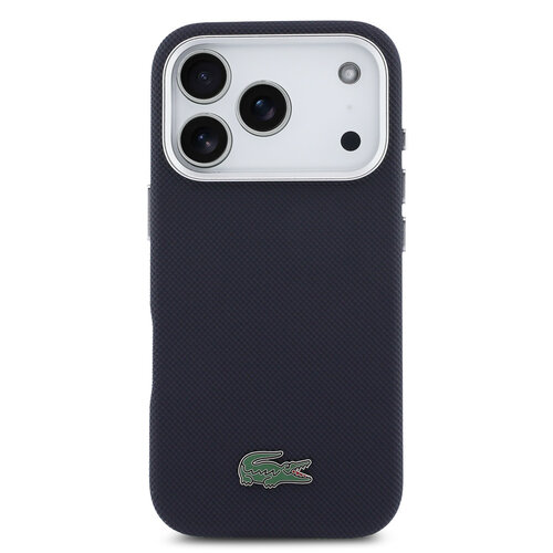 Lacoste Lacoste iPhone 17 Pro/iPhone 18 Pro Coque arrière MagSafe Bords métalliques Logo Petit Piqué iconique - Bleu marine