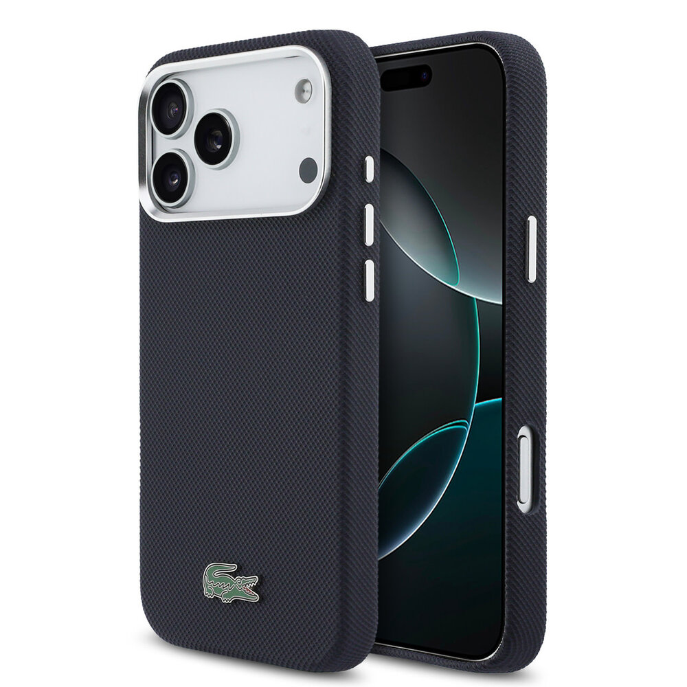 Lacoste Lacoste 17 Pro Max Backcover hoesje - MagSafe - Metal Edges - Iconic Petit Pique Logo - Navy