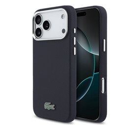 Lacoste Lacoste iPhone 17 Pro Max Back cover coque - MagSafe - Metal Edges - Iconic Petit Pique Logo - Navy Lacoste Lacoste iPhone 17 Pro Max Back cover coque - MagSafe - Metal Edges - Iconic Petit Pique Logo - Navy