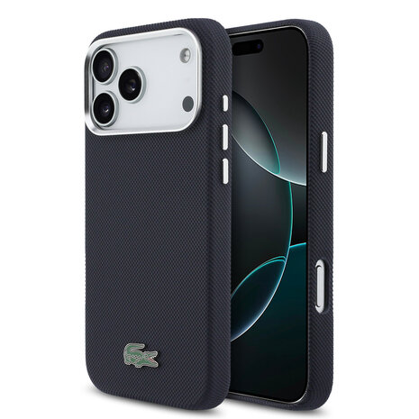 Lacoste Lacoste iPhone 17 Pro Max Back cover coque - MagSafe - Metal Edges - Iconic Petit Pique Logo - Navy