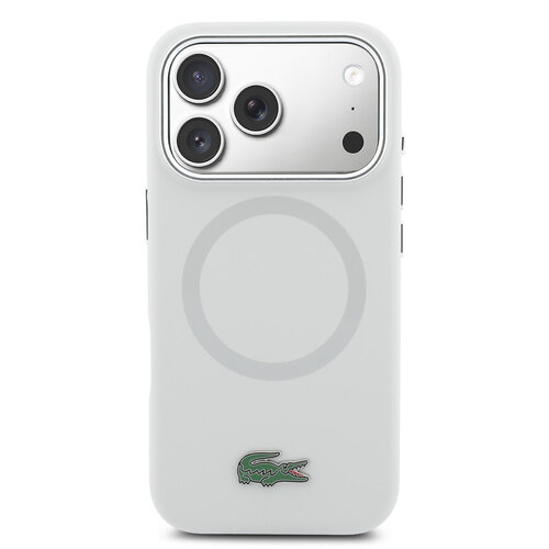 Lacoste Lacoste iPhone 17 Pro/iPhone 18 Pro Back Cover MagSafe Metal Edges and Logo - Grey