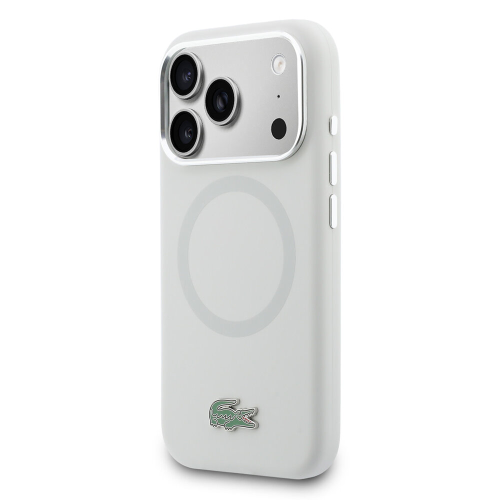 Lacoste Lacoste 17 Pro Max Back-Cover hul - MagSafe - Metal Edges And Logo - Grau Lacoste Lacoste 17 Pro Max Back-Cover hul - MagSafe - Metal Edges And Logo - Grau