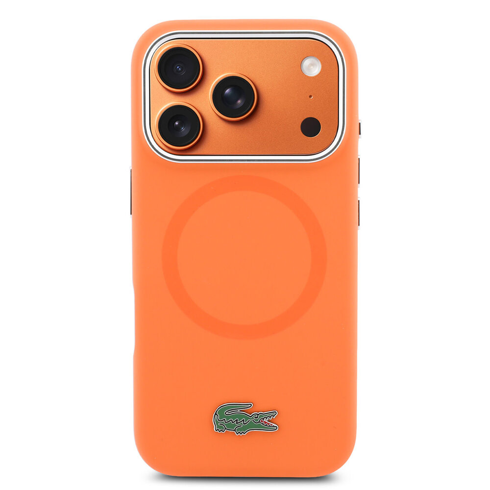 Lacoste Lacoste 17 Pro Max Backcover hoesje - MagSafe - Metal Edges And Logo - Oranje