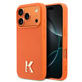 Karl Lagerfeld Karl Lagerfeld iPhone 17 Pro/iPhone 18 Pro Coque arrière MagSafe Cuir Saffiano Logo K & Karl métallique - Orange