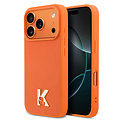Karl Lagerfeld Karl Lagerfeld iPhone 17 Pro Max/iPhone 18 Pro Max Coque arrière MagSafe Cuir Saffiano Logo K & Karl métallique - Orange