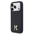 Karl Lagerfeld Karl Lagerfeld iPhone 17 Pro/iPhone 18 Pro Coque arrière MagSafe Cuir Saffiano Logo K & Karl métallique - Bleu marine