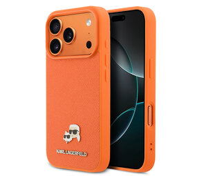 Karl Lagerfeld Karl Lagerfeld 17 Pro Max Backcover hoesje - MagSafe - Saffiano Leather - K&C Head Logo - Oranje Karl Lagerfeld Karl Lagerfeld 17 Pro Max Backcover hoesje - MagSafe - Saffiano Leather - K&C Head Logo - Oranje