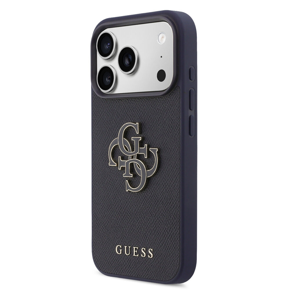 Guess Guess 17 Pro Max Back cover coque - MagSafe - Saffiano Leather - 4G Resin Logo - Navy Guess Guess 17 Pro Max Back cover coque - MagSafe - Saffiano Leather - 4G Resin Logo - Navy