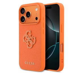 Guess Guess 17 Pro Back-Cover hul - MagSafe - Saffiano Leather - 4G Resin Logo - Orange Guess Guess 17 Pro Back-Cover hul - MagSafe - Saffiano Leather - 4G Resin Logo - Orange