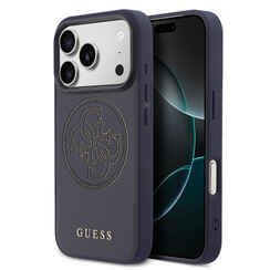 Guess iPhone 17 Pro Max/iPhone 18 Pro Max Coque arrière MagSafe Logo 4G perforé - Bleu marine