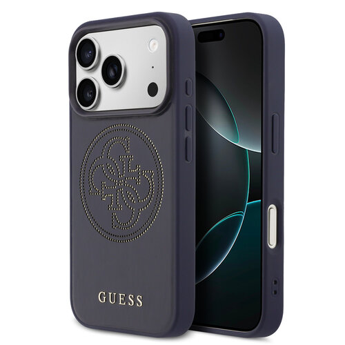 Guess Guess iPhone 17 Pro Max/iPhone 18 Pro Max Coque arrière MagSafe Logo 4G perforé - Bleu marine