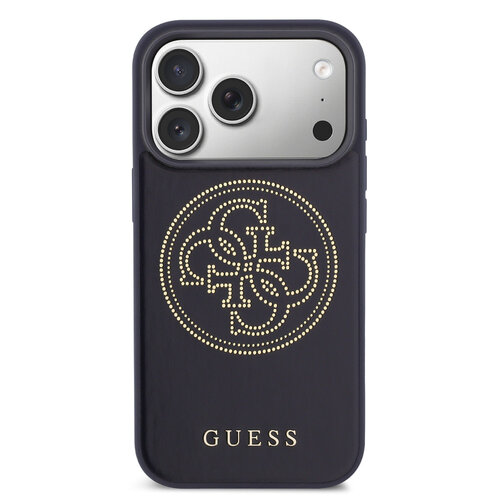 Guess Guess iPhone 17 Pro/iPhone 18 Pro Coque arrière MagSafe Logo 4G perforé - Bleu marine