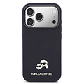 Karl Lagerfeld Karl Lagerfeld iPhone 17 Pro/iPhone 18 Pro Coque arrière MagSafe Cuir Saffiano Logo représentant les têtes de Karl & Choupette - Bleu marine