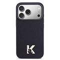 Karl Lagerfeld Karl Lagerfeld iPhone 17 Pro/iPhone 18 Pro Coque arrière MagSafe Cuir Saffiano Logo K & Karl métallique - Bleu marine